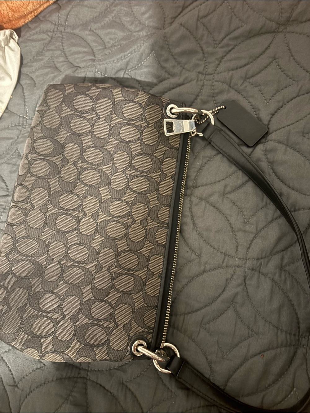 Coach Monogram Shoulder Bag in Brown and Black